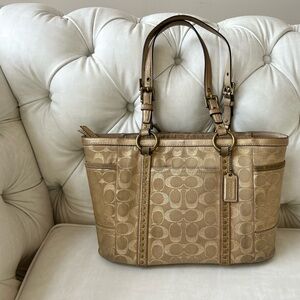 Coach Metallic Gold Designer Tote Bag